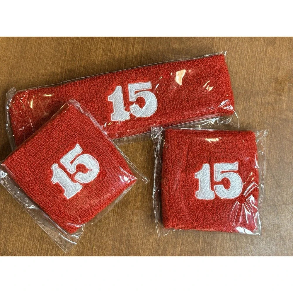 Patrick Mahones #15 Wrist Headband set Chiefs Fan Sporting Events Football Merch